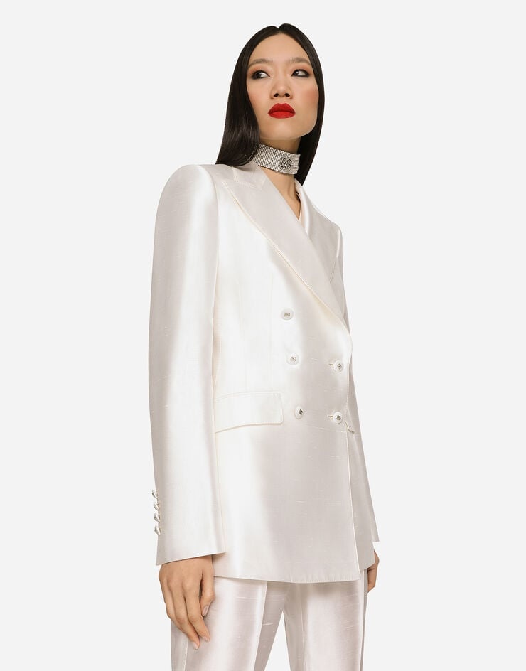 Double-breasted shantung Turlington blazer - 5