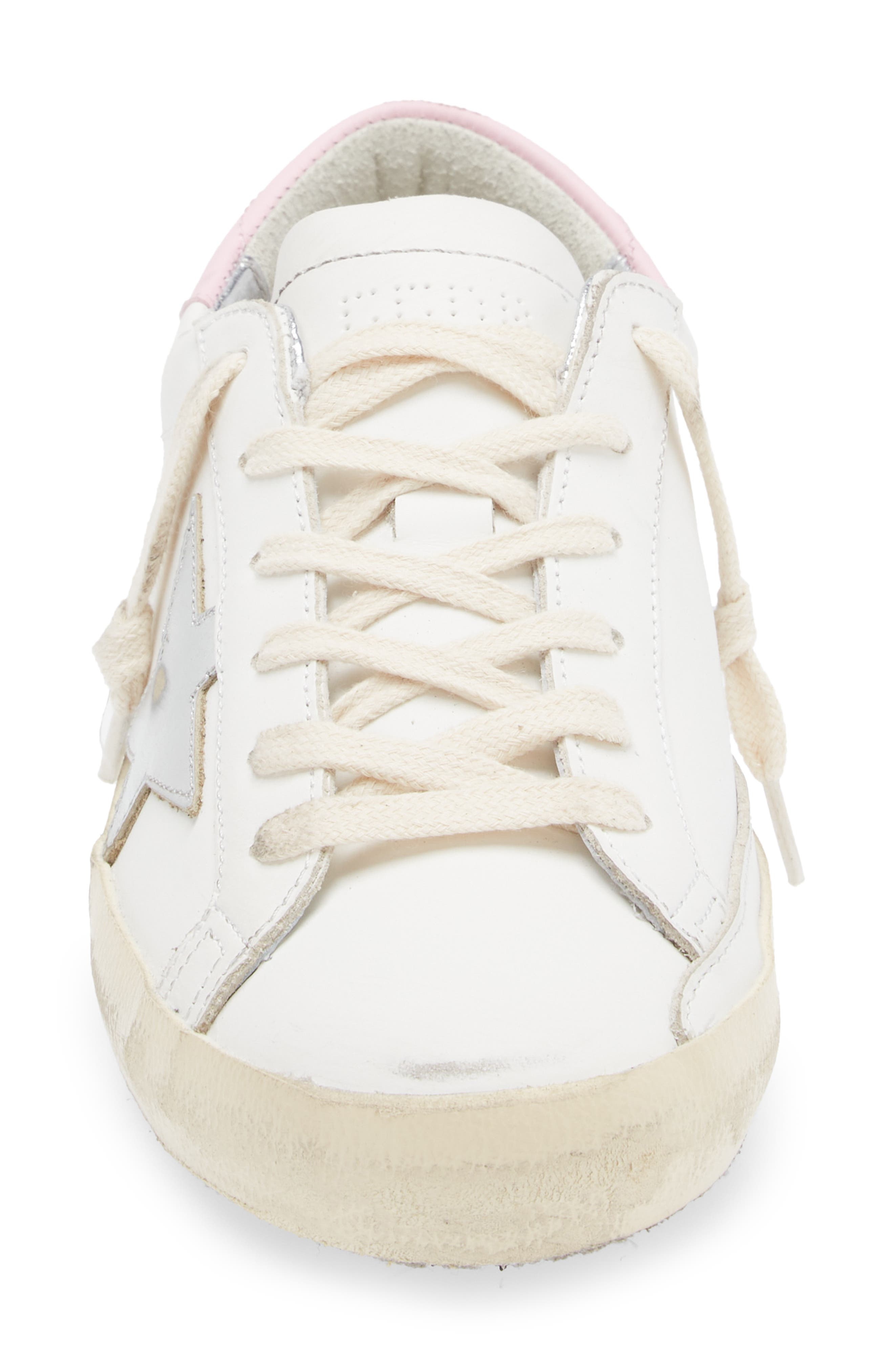 Golden Goose Super-Star Low Top Sneaker in White/Silver/Pink at Nordstrom - 4