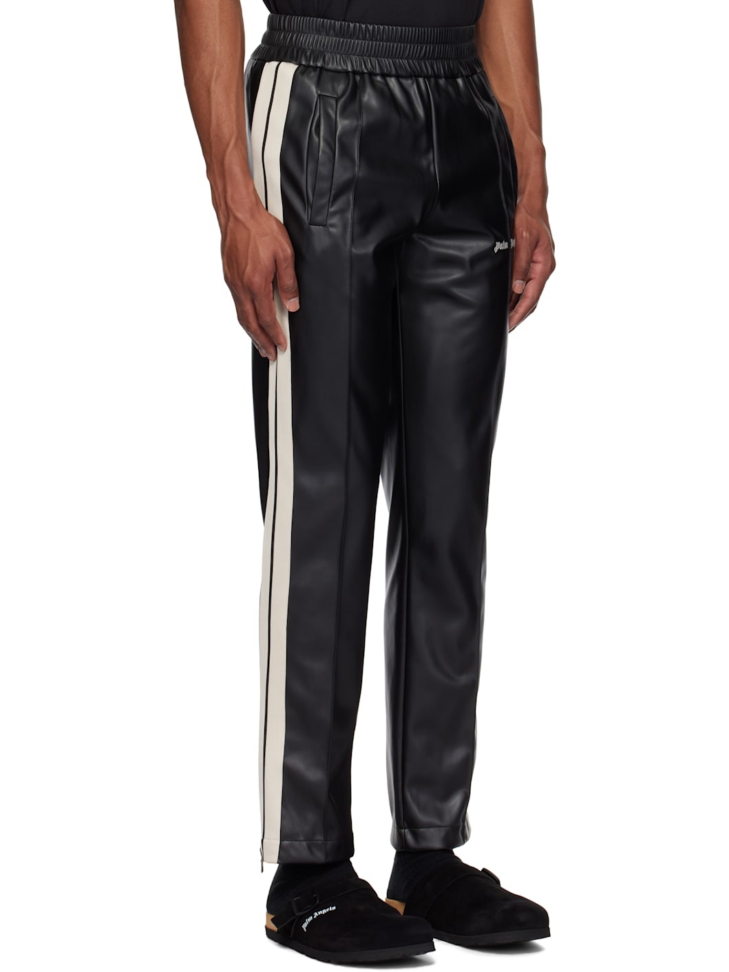 Black Leather Effect Faux-Leather Track Pants - 2