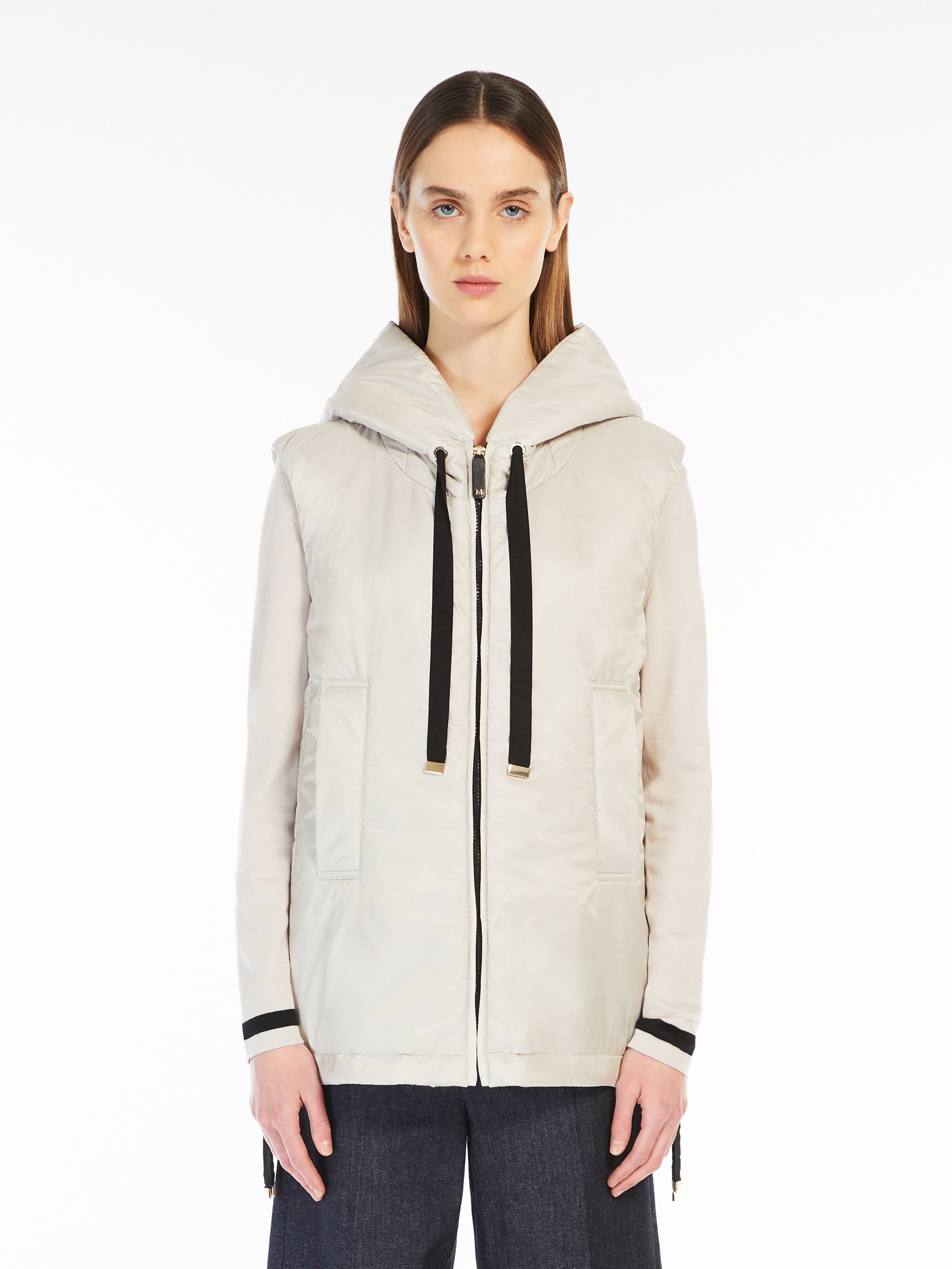 ダウンベスト THE CUBE- [GREENGO] Water-repellent technical canvas gilet Max Mara The Cube Greengo waterproof technical canvas vest