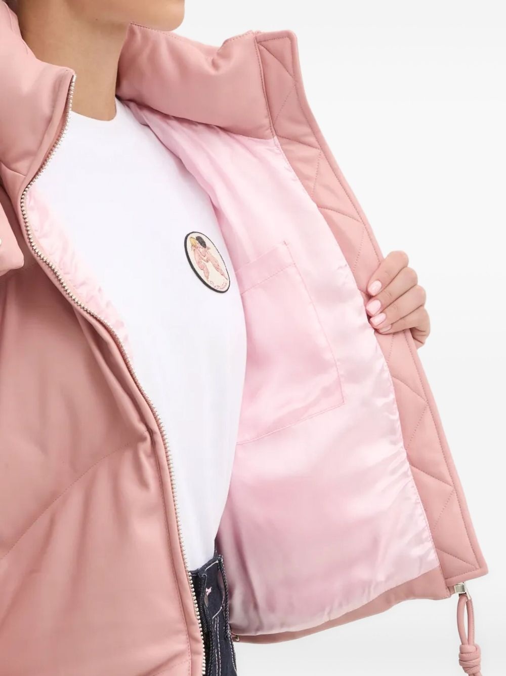 quilted logo-patch jacket - 5