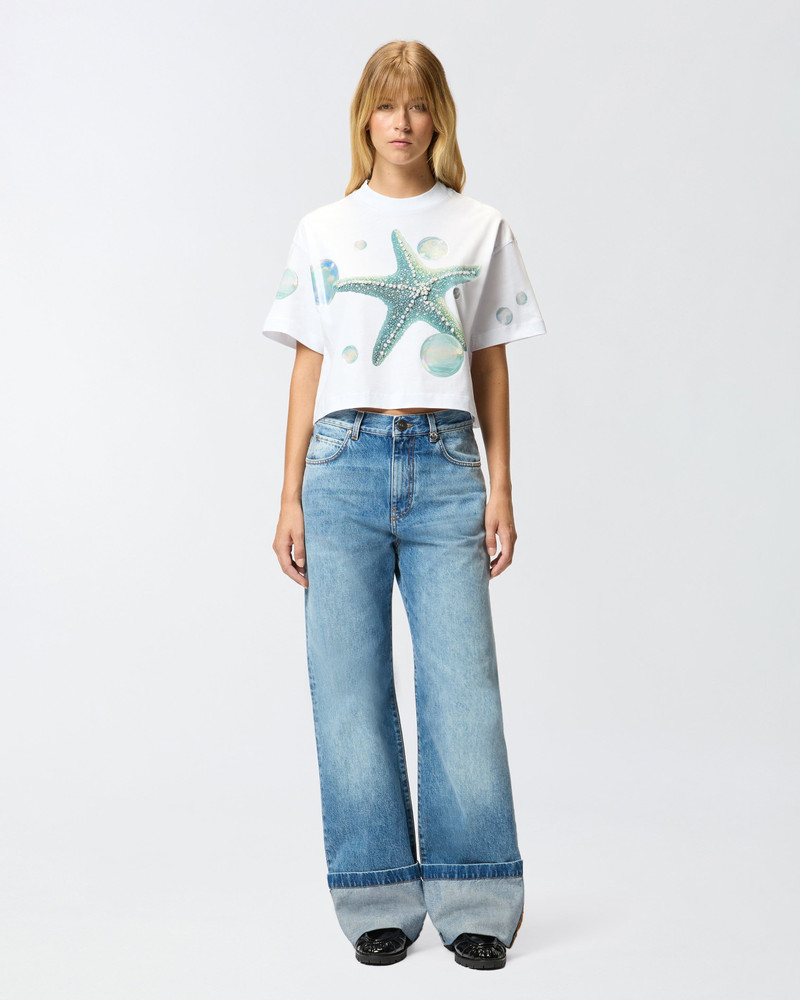 CROPPED T-SHIRT WITH PRINT AND APPLIQUÉS 4