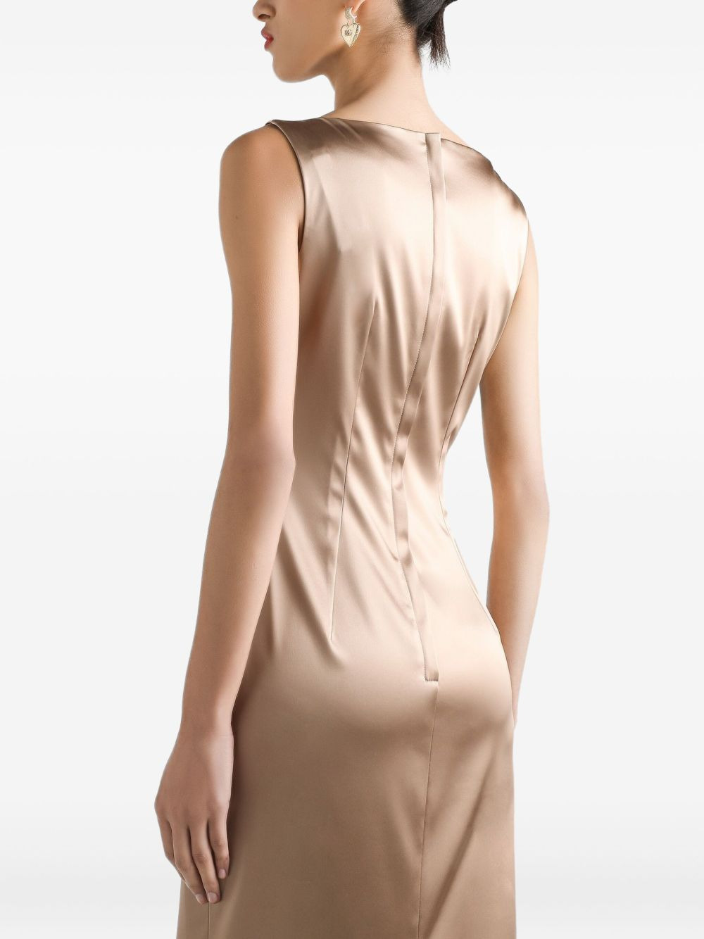 pleat-detail satin midi dress - 4