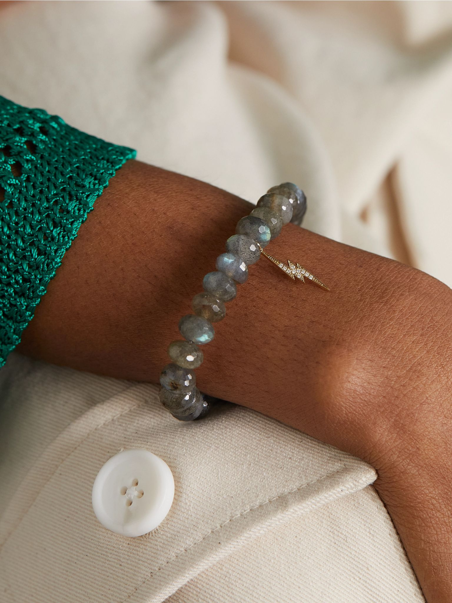 Lightning Bolt 14-karat gold, labradorite and diamond bracelet Brown - 2