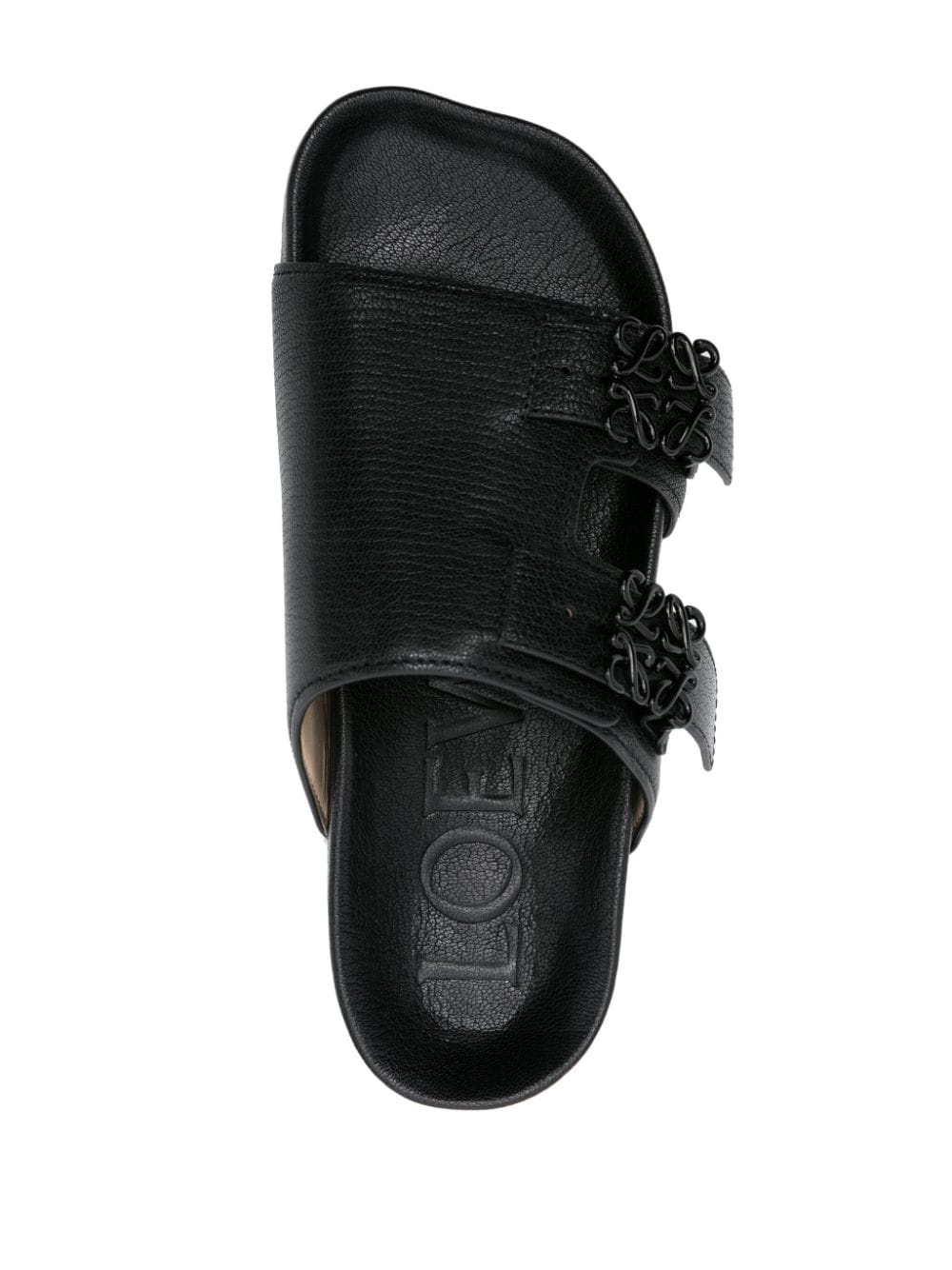 Anagram-buckle leather slides - 4