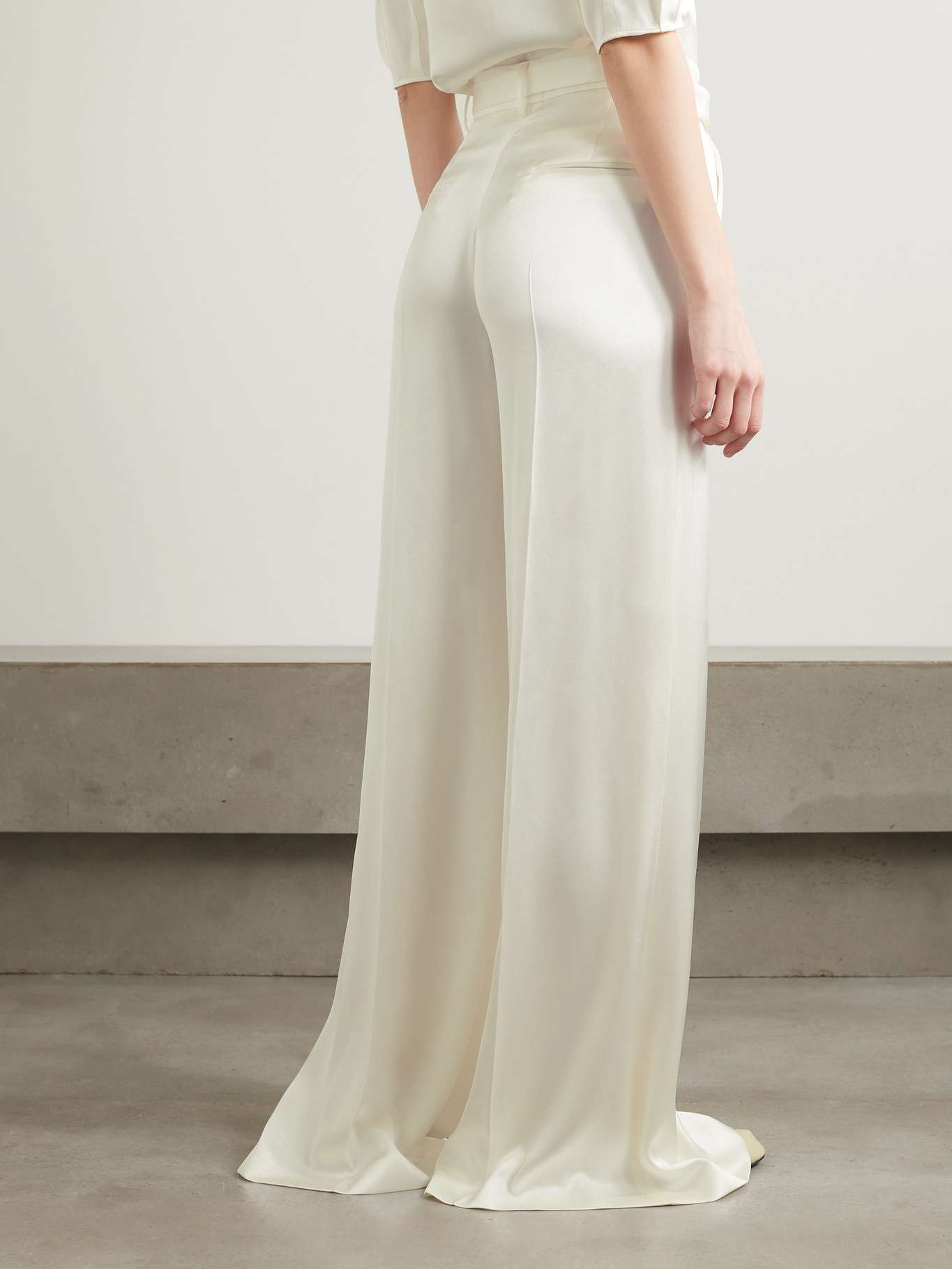 Mabon belted silk-satin wide-leg pants - 3