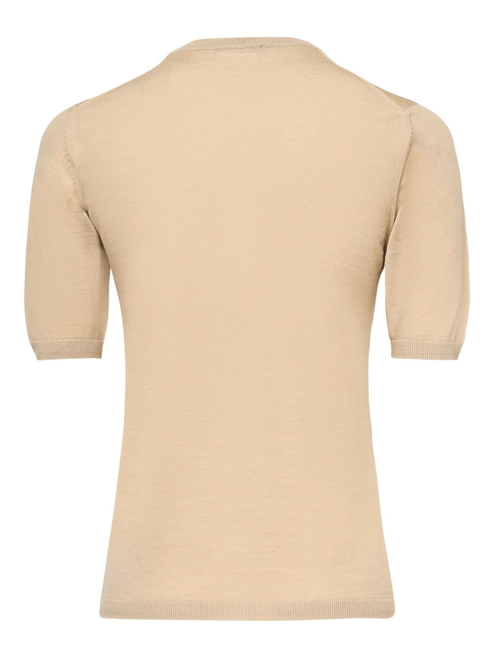 short-sleeve round-neck knit T-shirt - 2