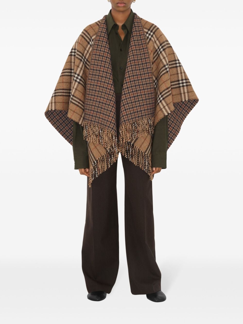 checked reversible cape - 2