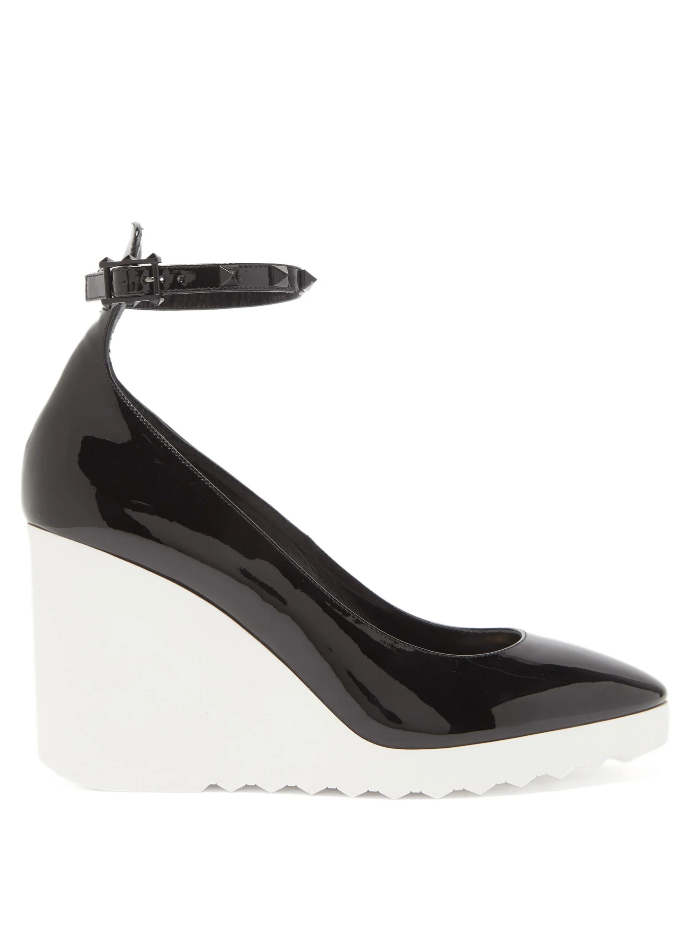 White Wave wedge-heel patent-leather pumps - 1