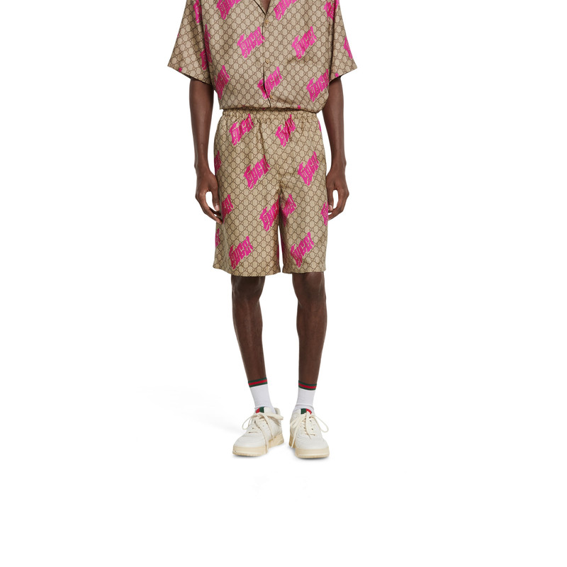 Printed silk twill shorts 3