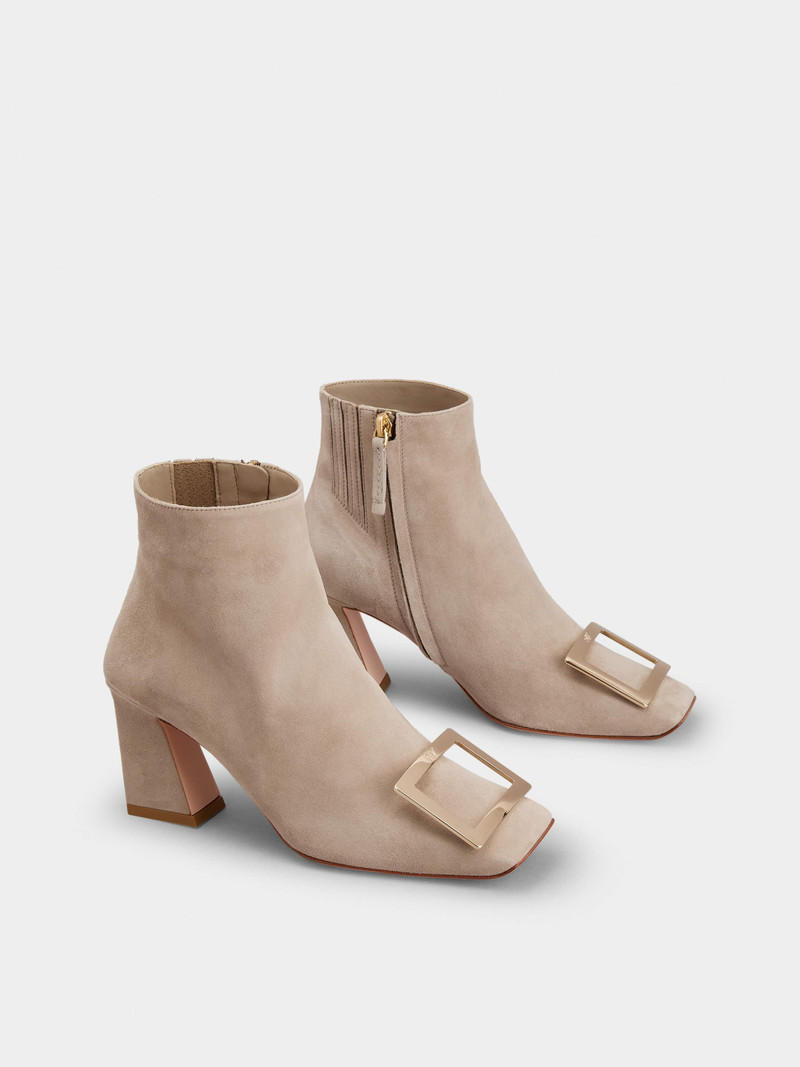 Viv' Square Metal Buckle Ankle Boots in Suede 2