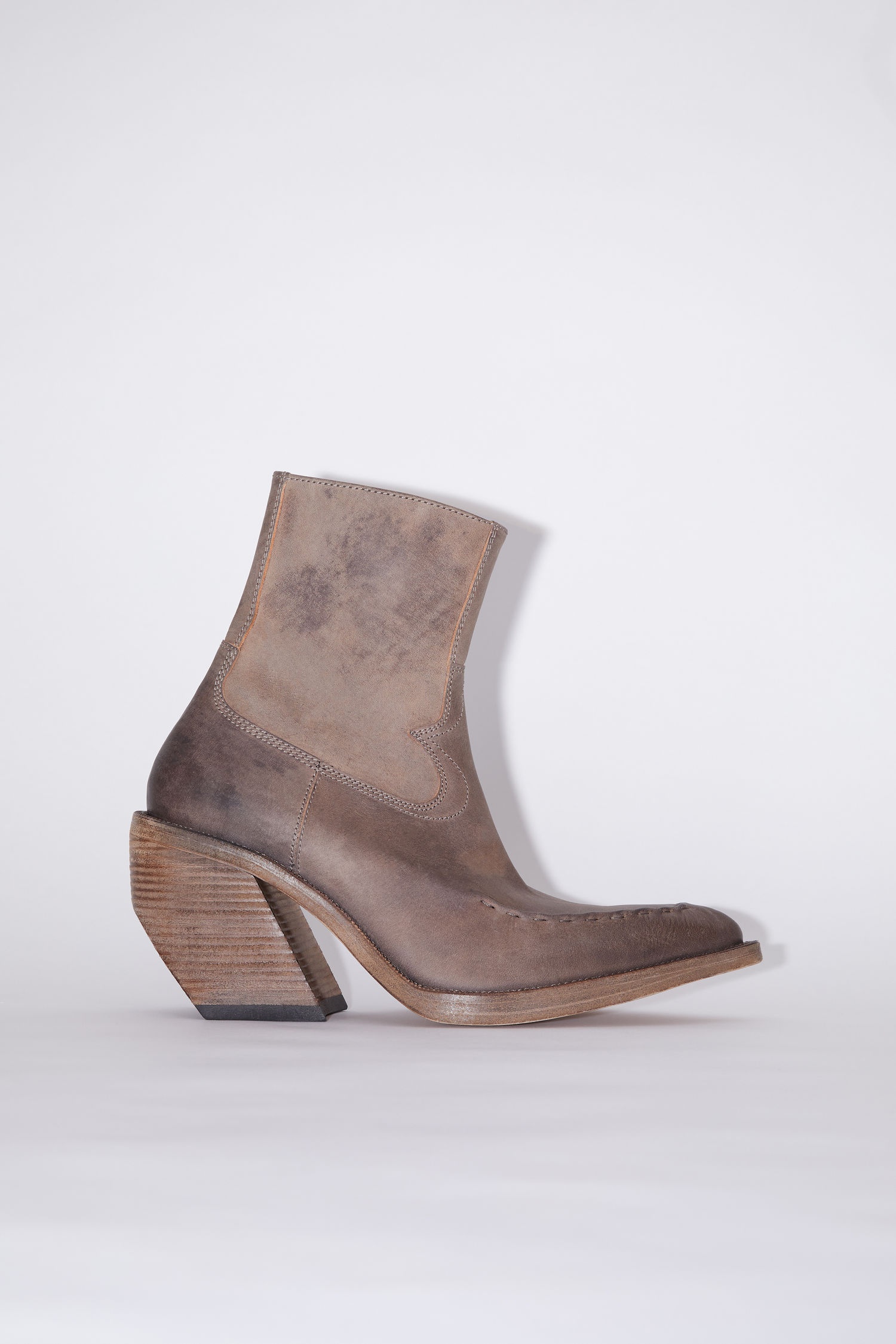 Leather ankle boots - Taupe grey - 1