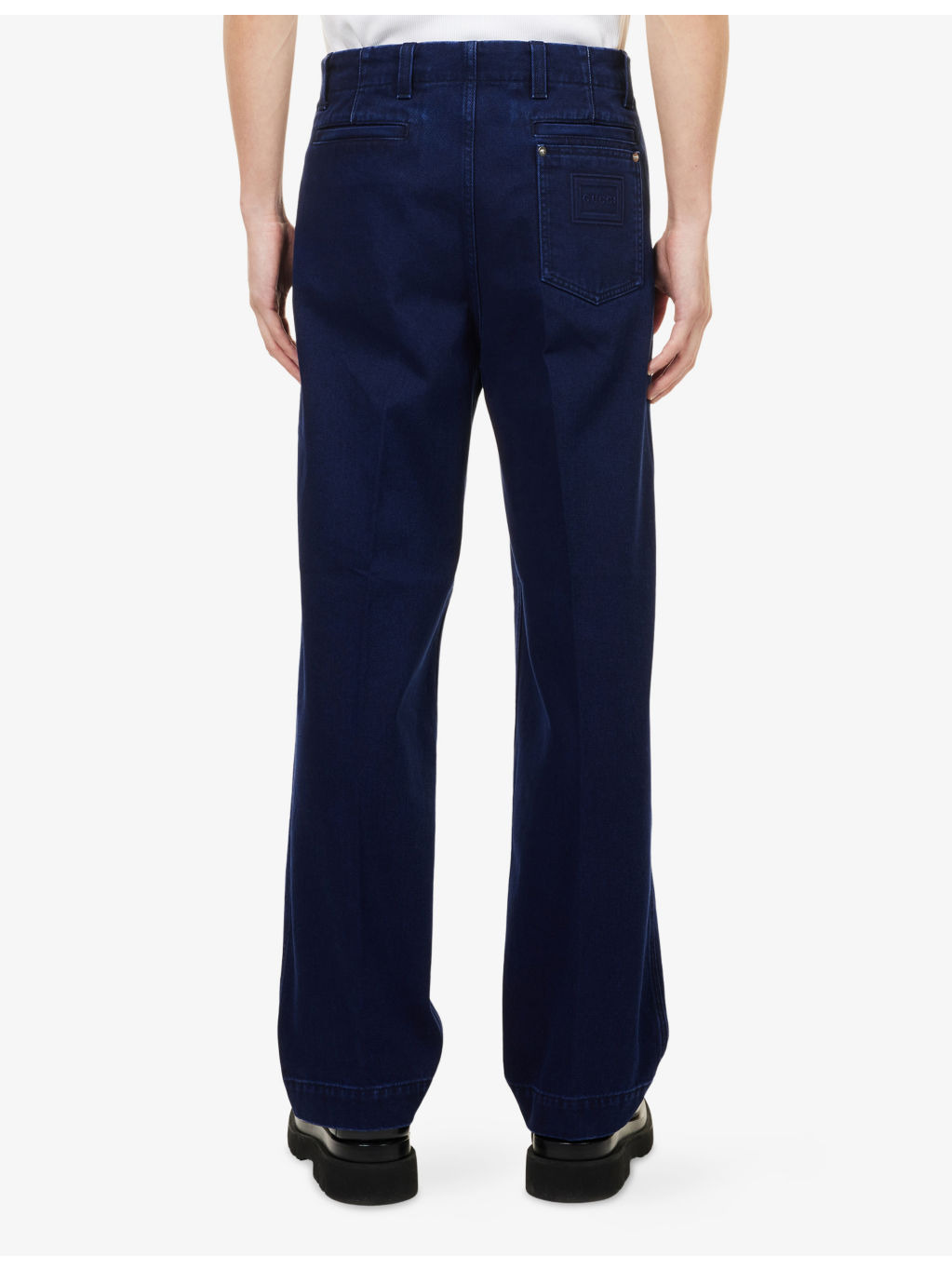Embossed-Logo Straight-Leg Denim Chino Trousers - 4
