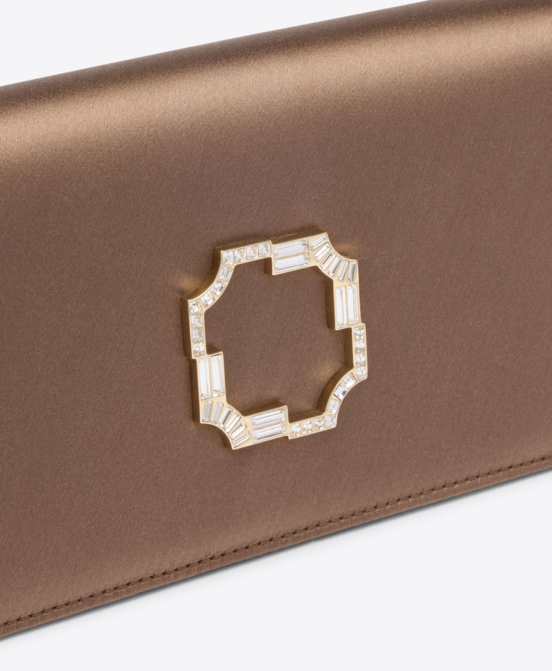 Vivien Taupe Satin Clutch Bag 5