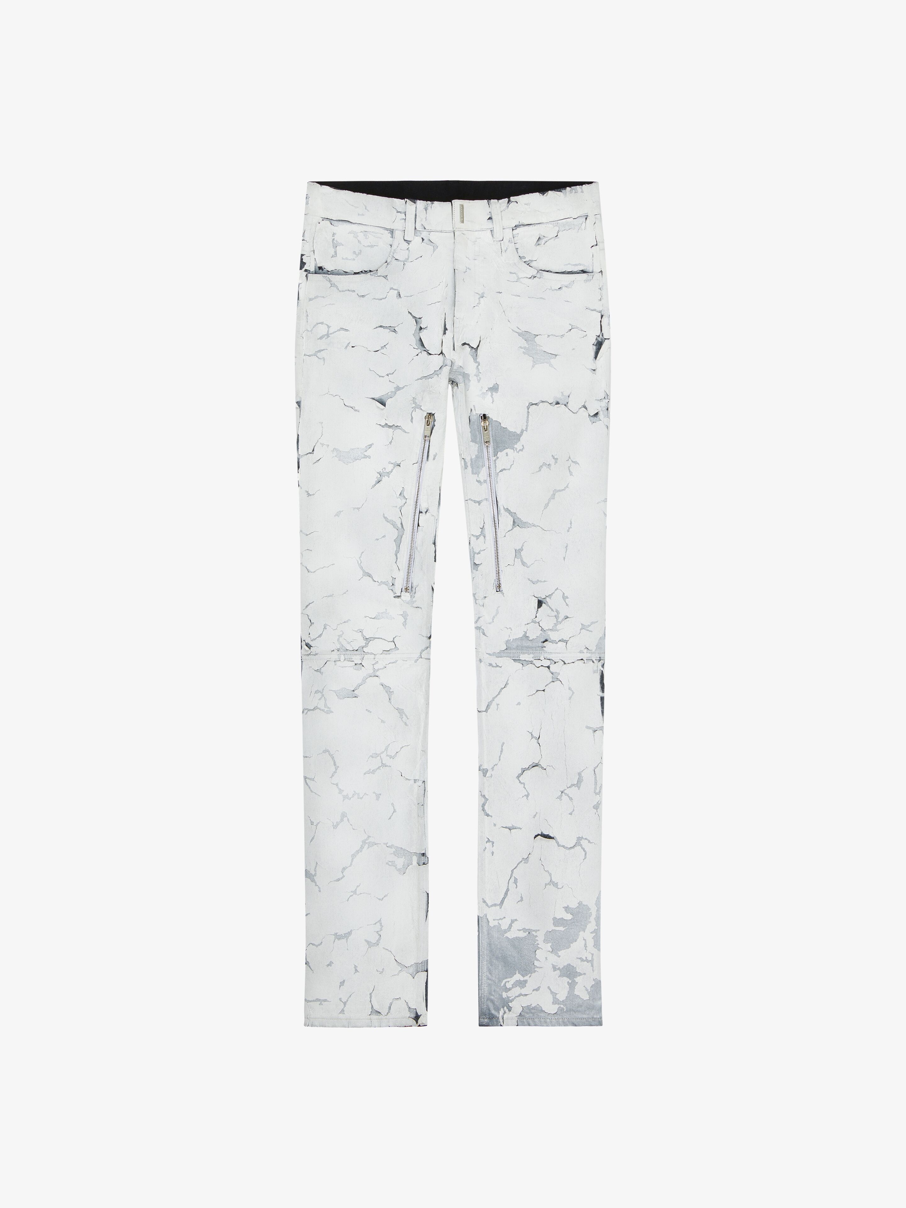 JEANS WITH ZIPS IN CRACKLED COATED DENIM - 1