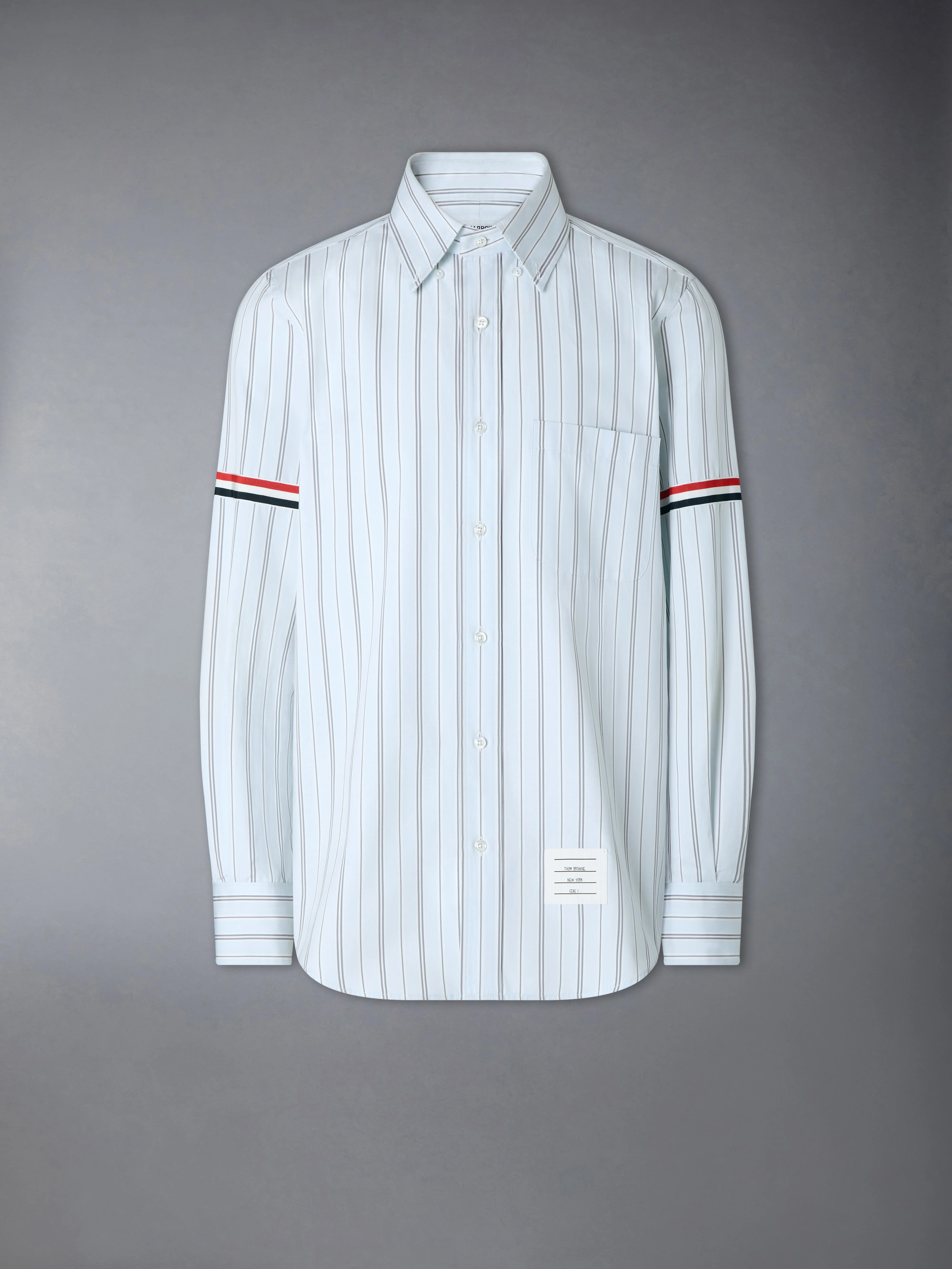 HAIRLINE STRIPE GROSGRAIN POPLIN ARMBAND SHIRT - 1