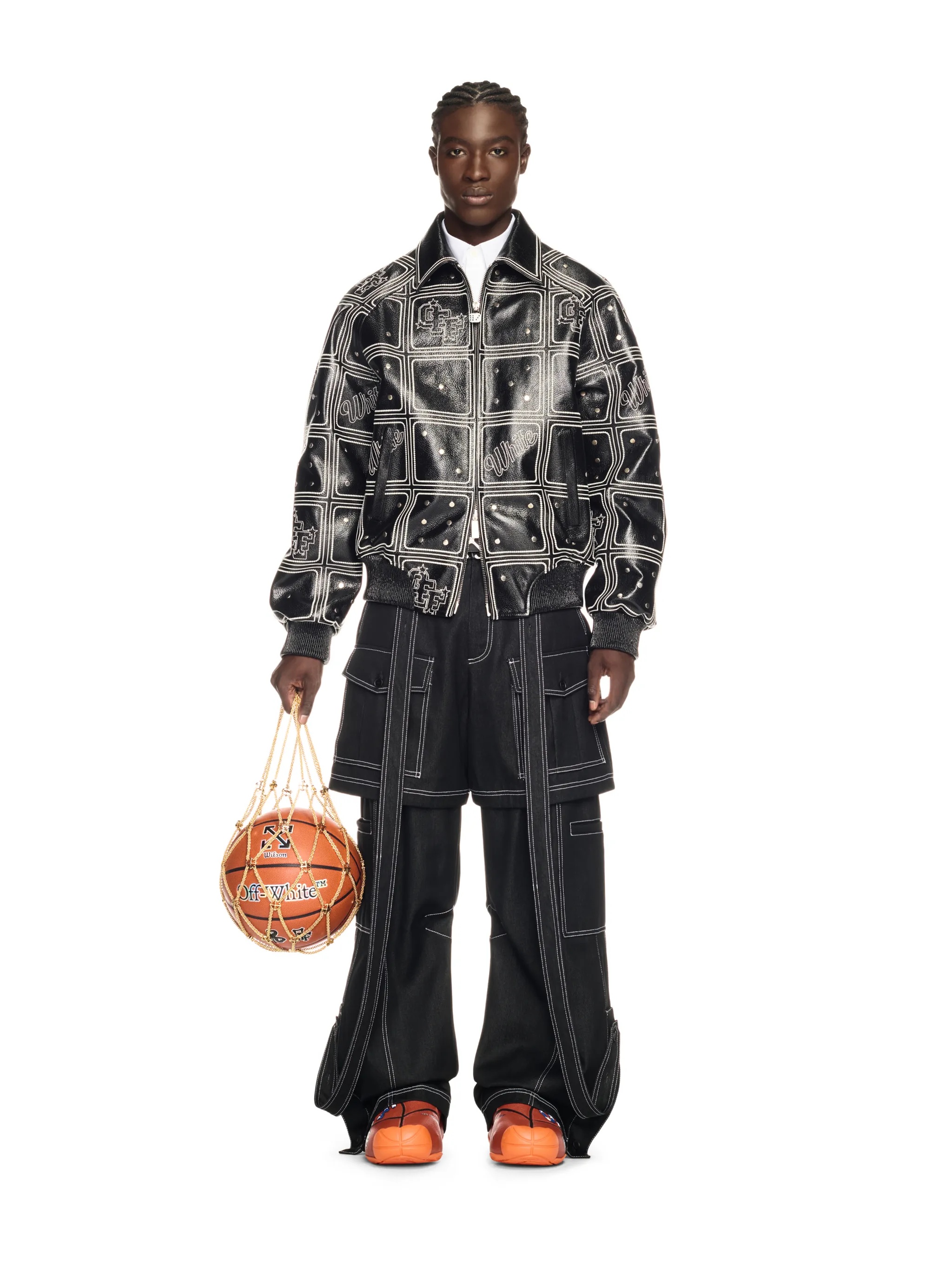 Black Dices Leather Varsity Jacket - 2