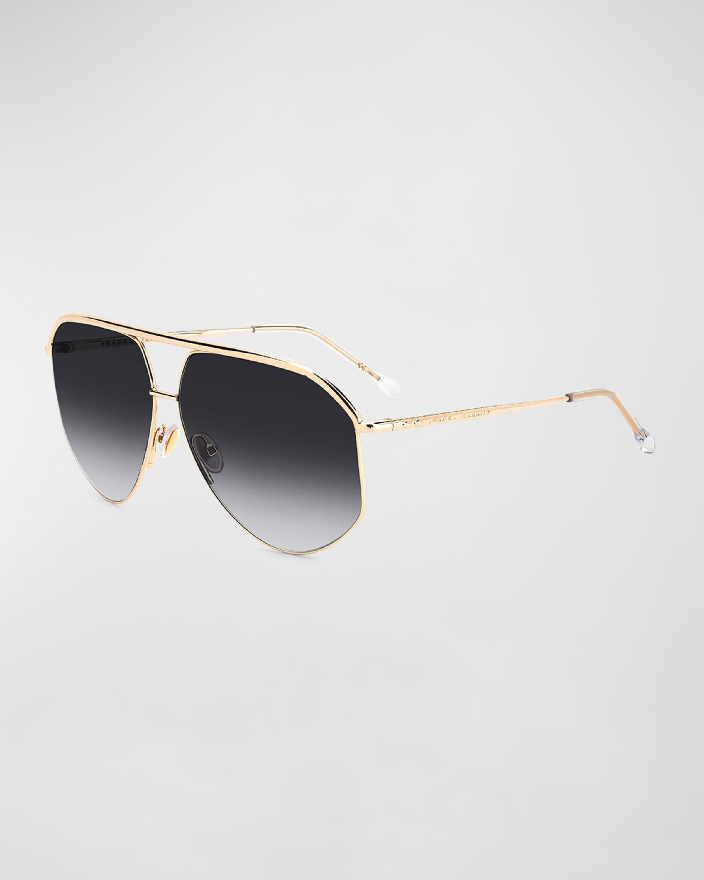 Angular Stainless Steel Aviator Sunglasses - 1