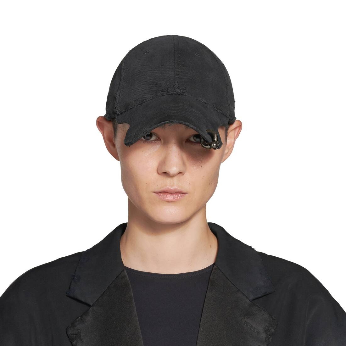 BALENCIAGA Heavy Piercing Cap in Black Faded | REVERSIBLE