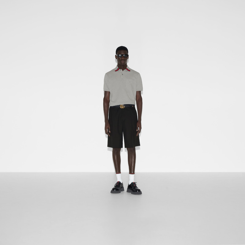 GUCCI Cotton polo shirt with Web outlook