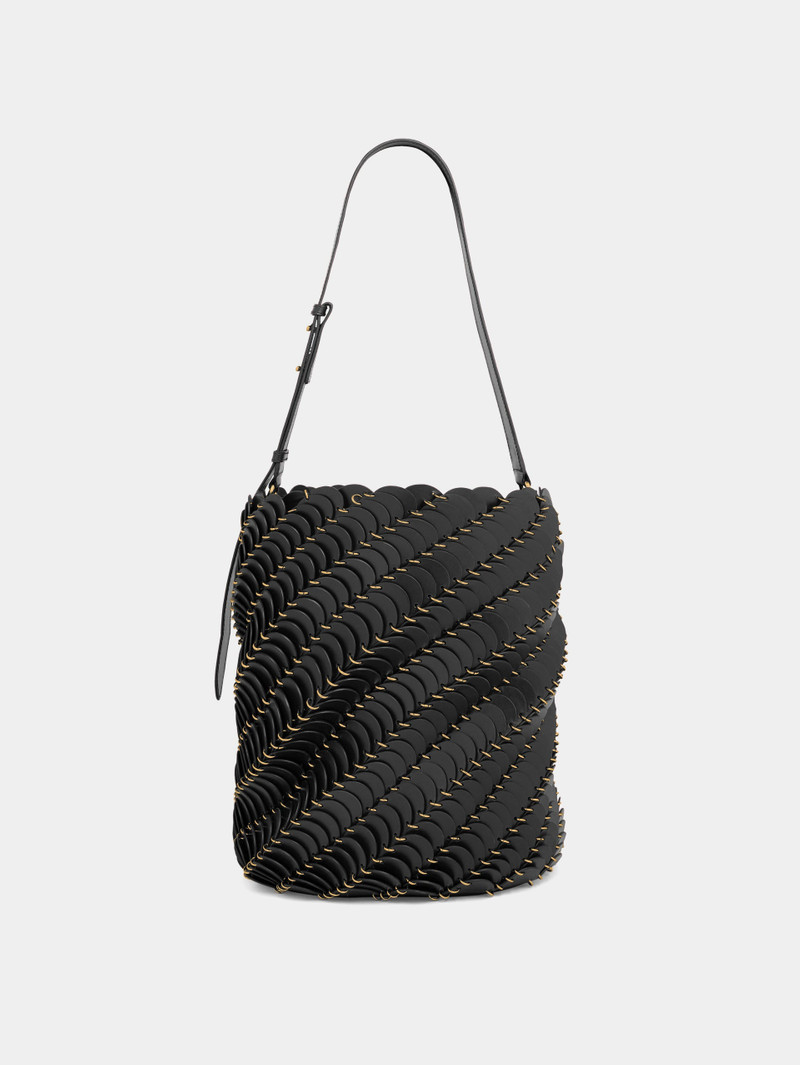 LARGE BLACK BUCKET PACO BAG IN LEATHER 1