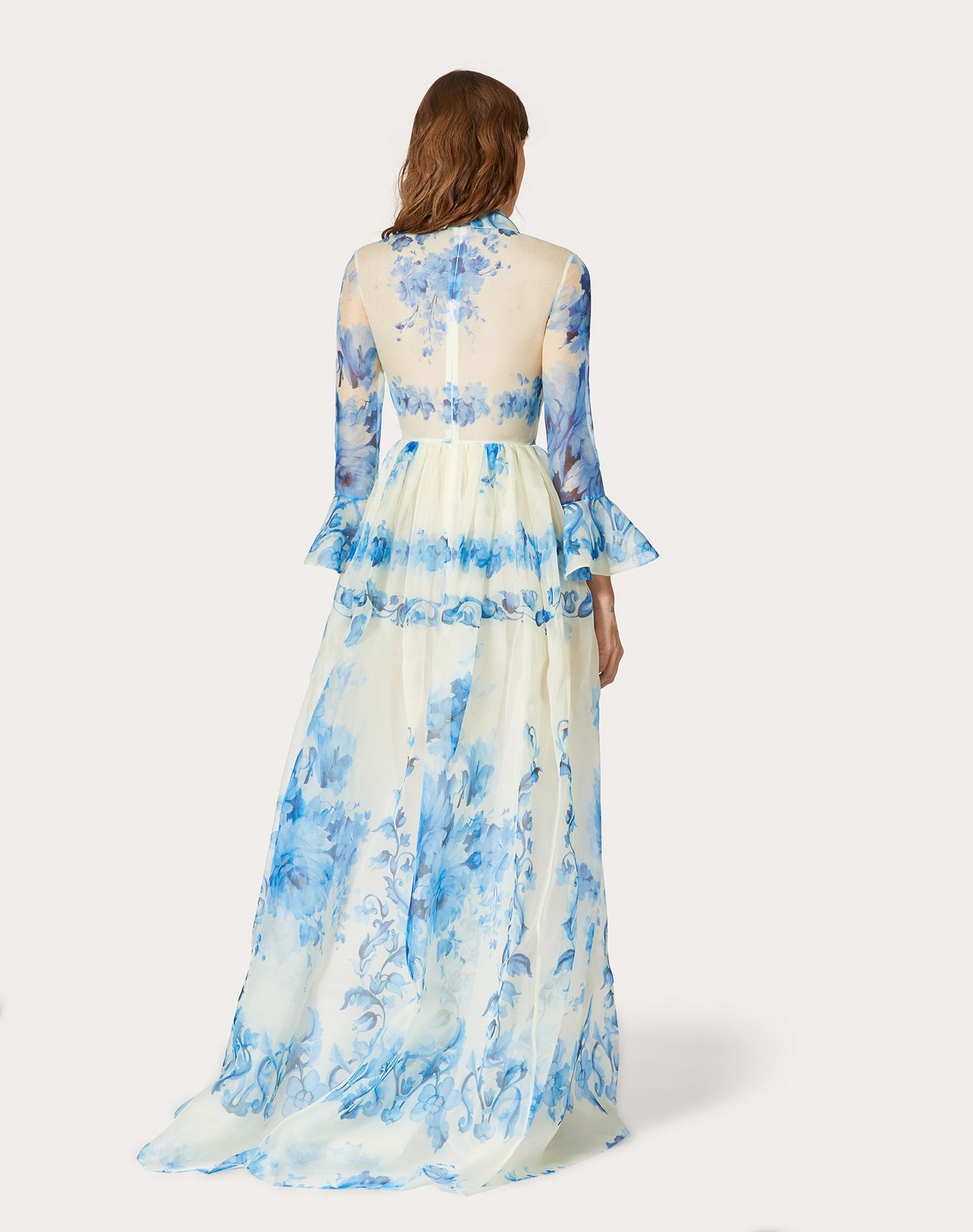 Printed Organza Evening Dress - 4