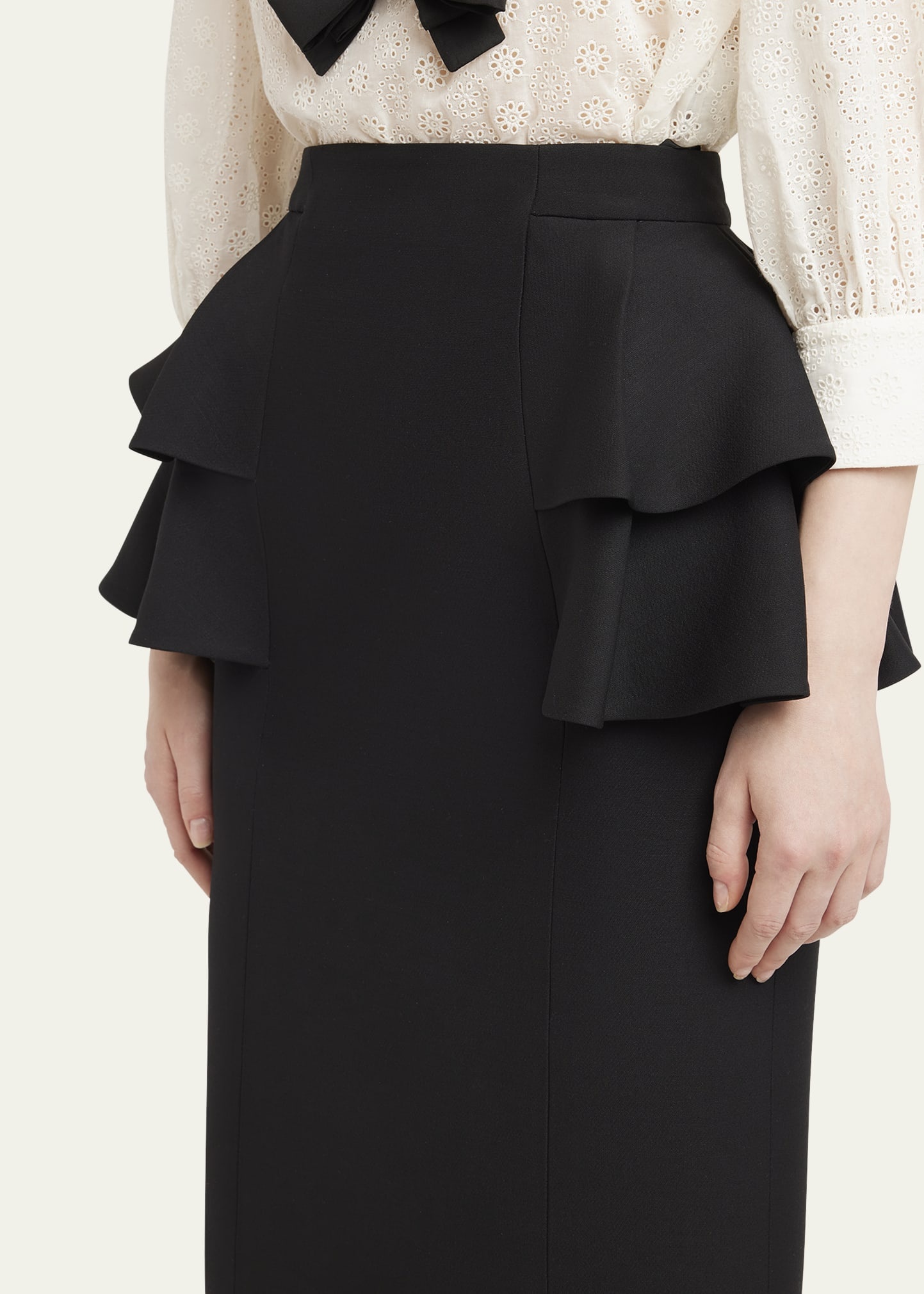 Tiered Peplum Midi Wool Skirt - 5