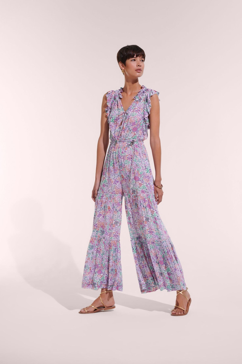 Long Jumpsuit Belene - White Lavender Nature 1