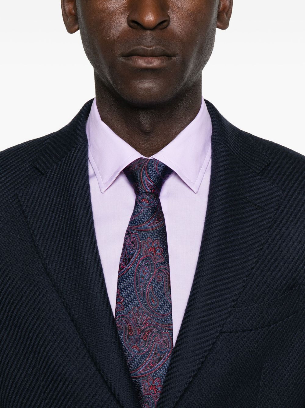 notched patterned blazer - 5