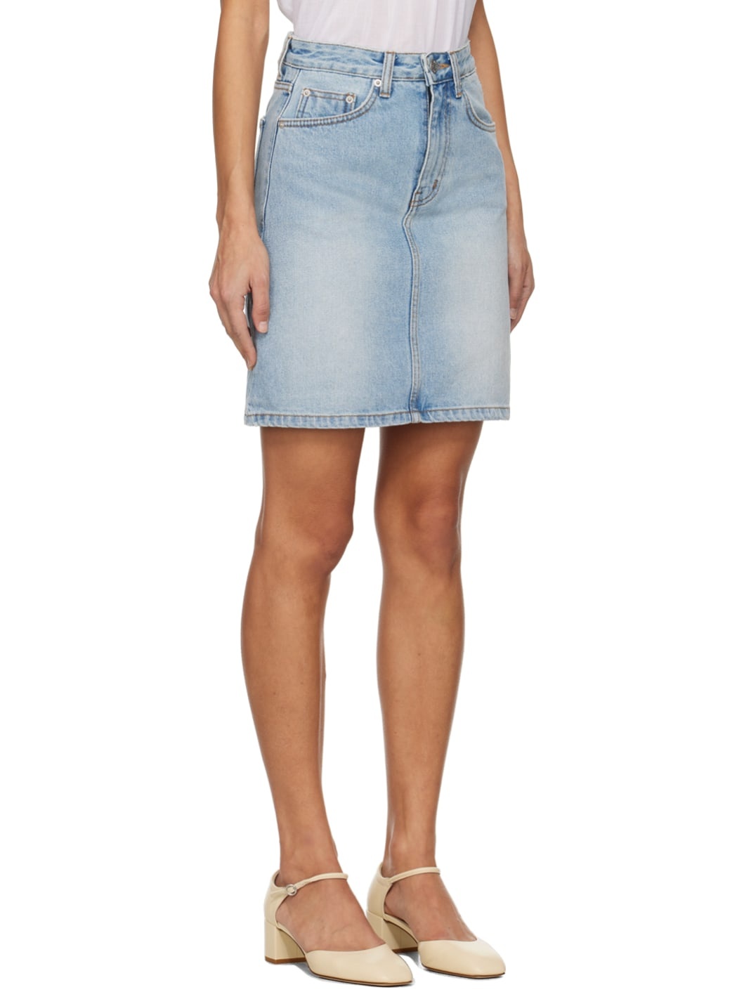 Blue Faded Denim Miniskirt - 2