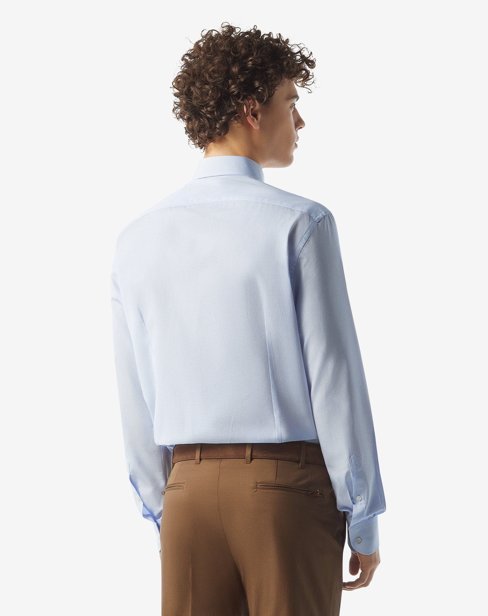Cotton shirt with white/light blue checks - 3