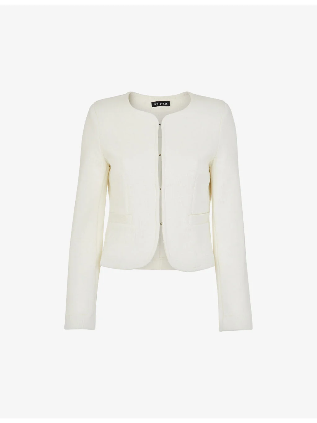 Collarless textured cotton-jersey blazer - 1