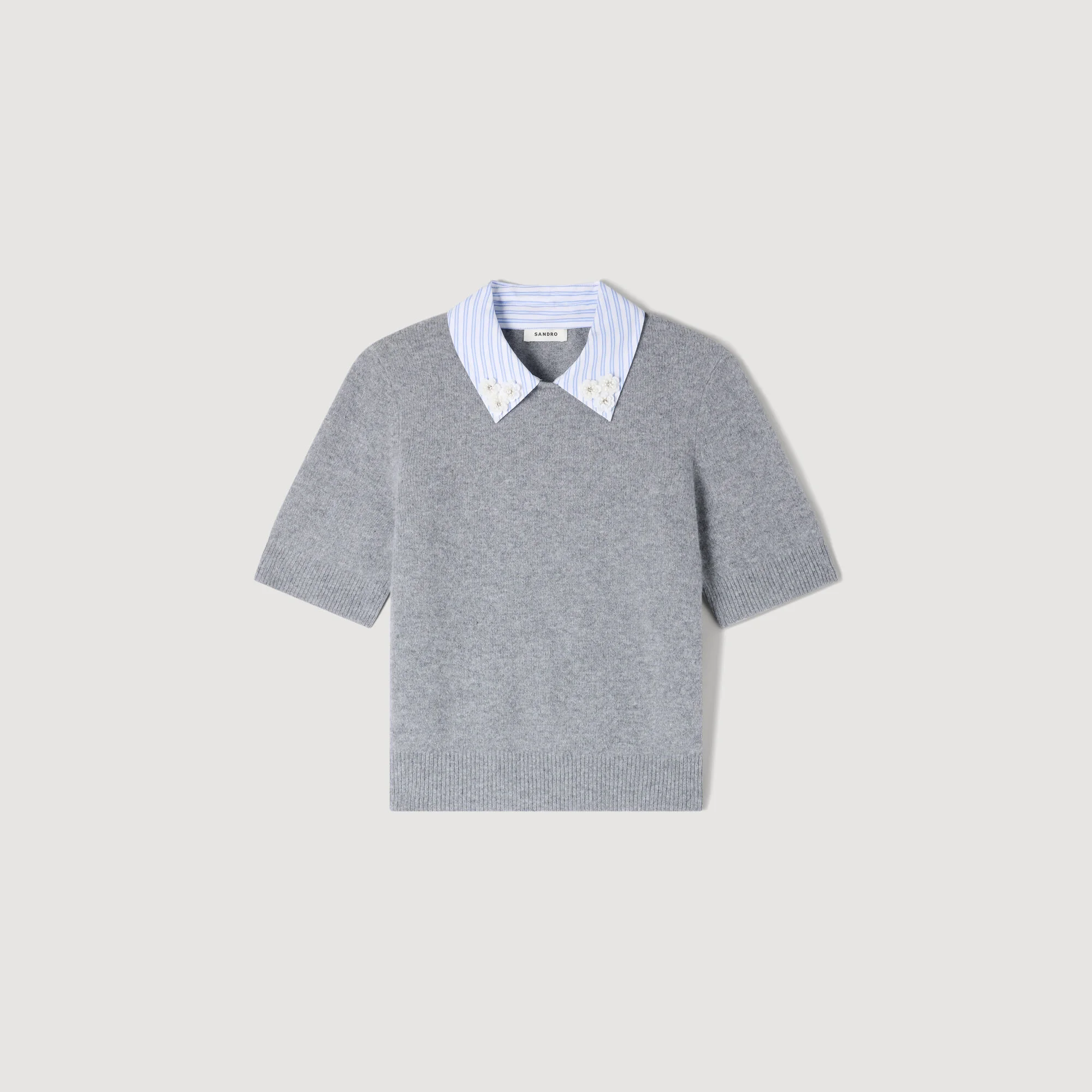 DETACHABLE COLLAR WOOL SWEATER - 1