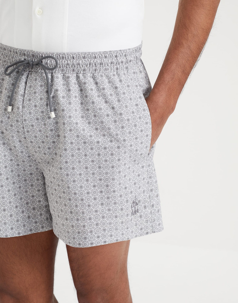 Geometric print microfiber swim shorts 3