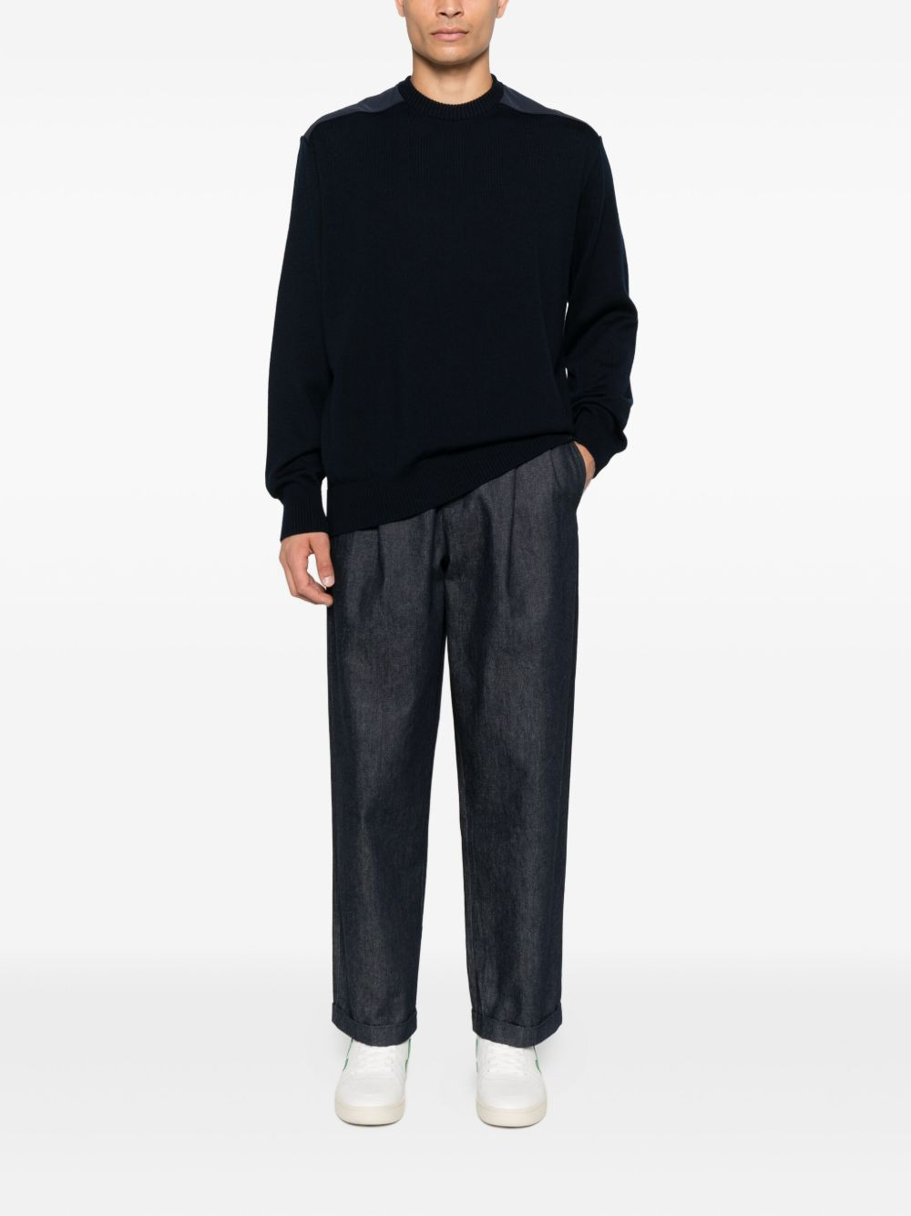 wool shoulder-patch jumper - 2