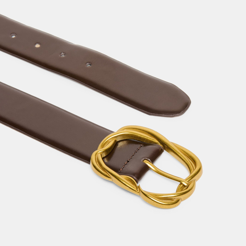 BRAIDED BUCKLE BELT MAHOGANY GOLD 3