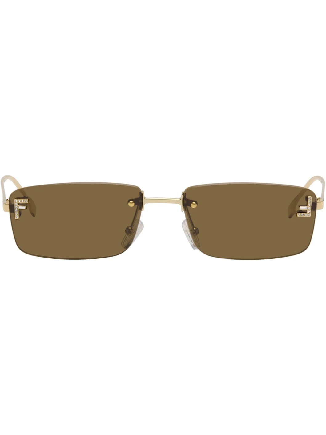 Gold 'Fendi First' Crystal Sunglasses - 1