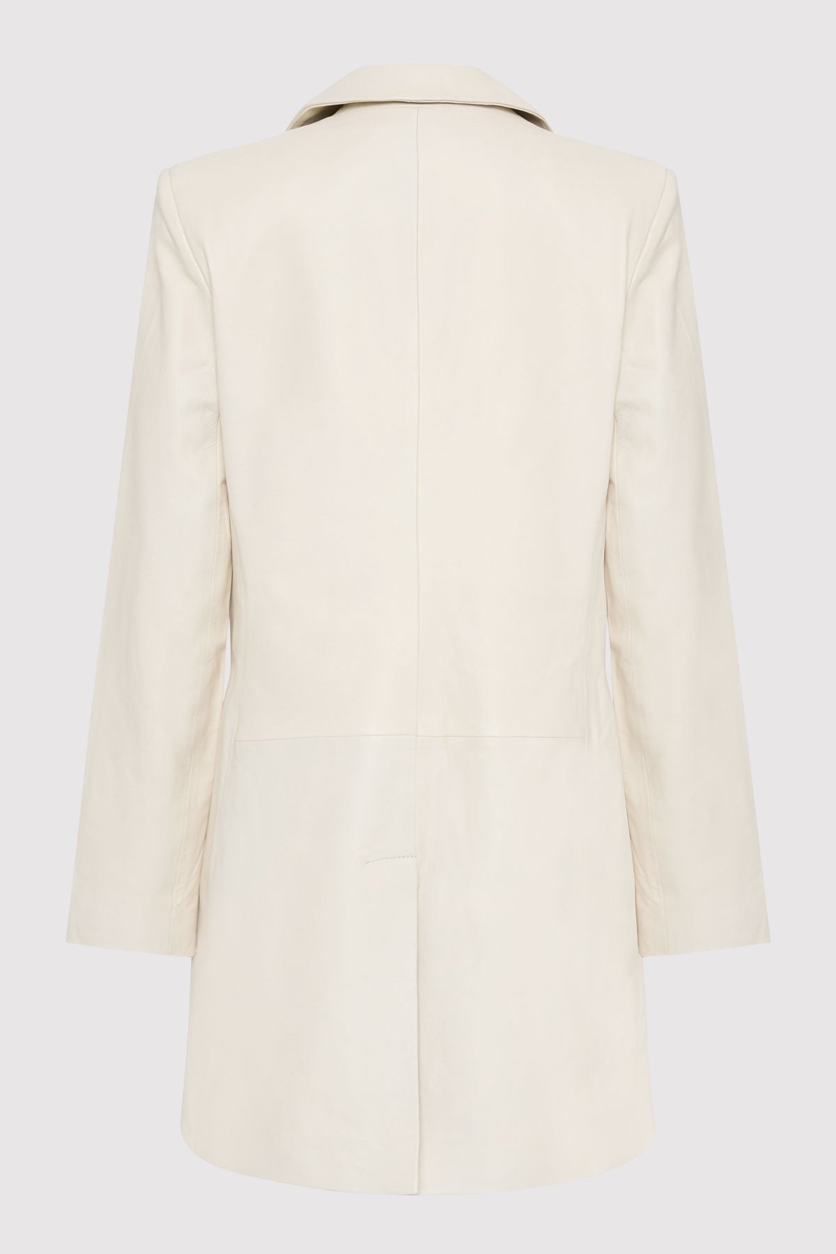 Leather Longline Jacket - Tofu - 7