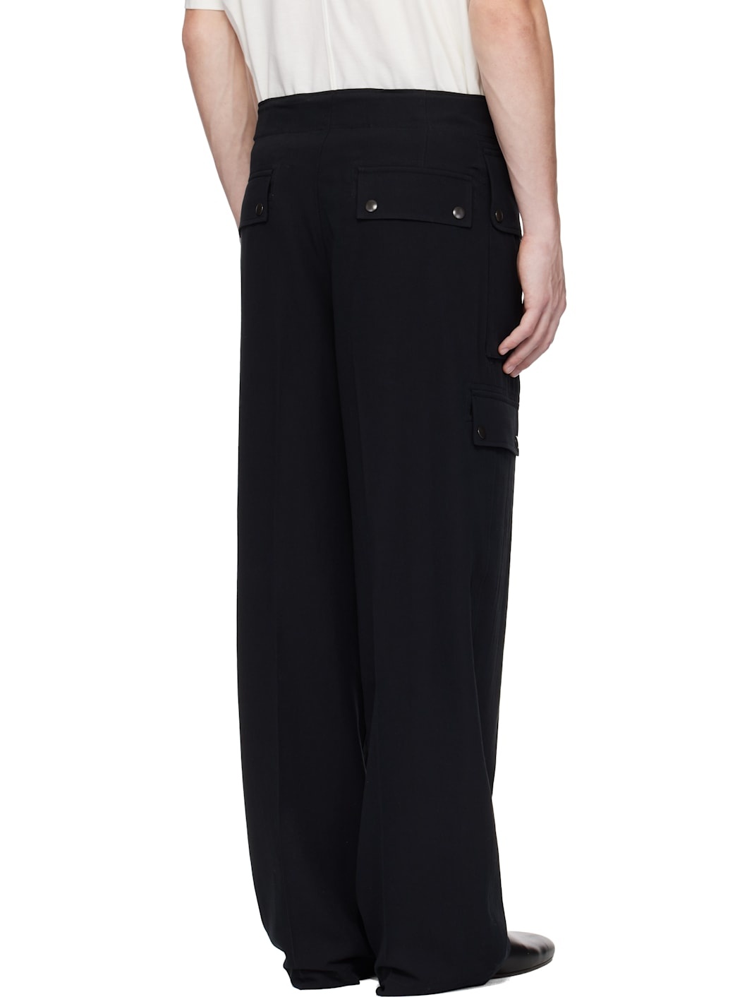 Black Light Cotton Wool Viyella Cargo Pants - 3