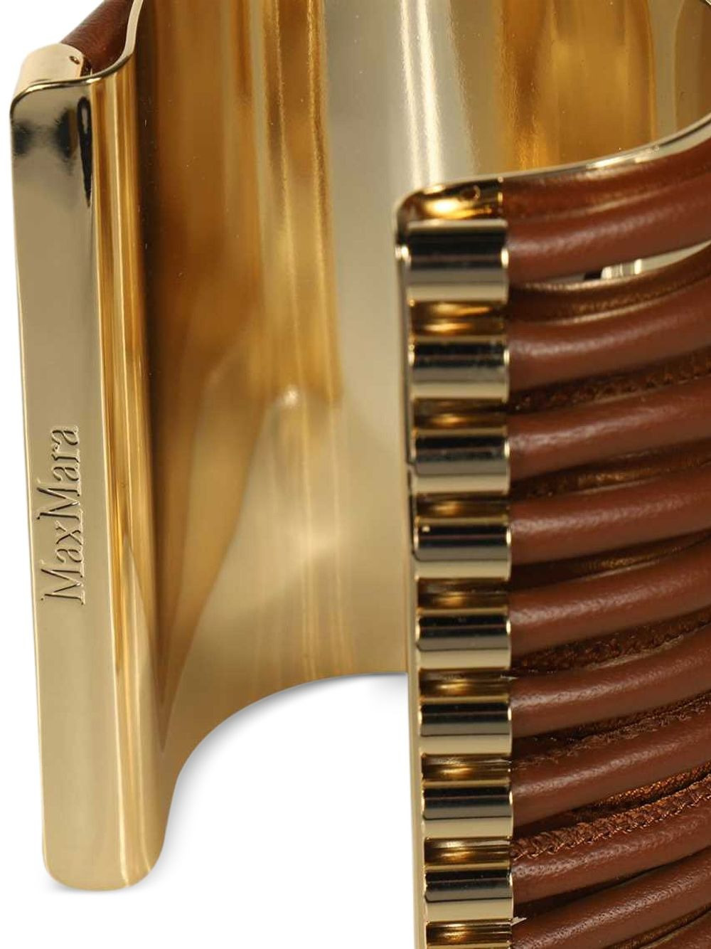 leather-inserts metal bracelet - 3