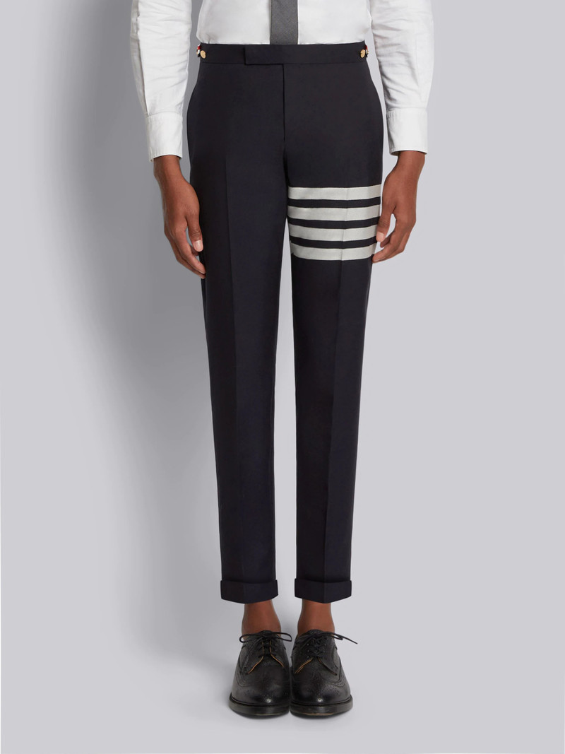 해군 평야 직물 한 벌 4-Bar 낮은 상승 사이드 탭 Trouser - 1