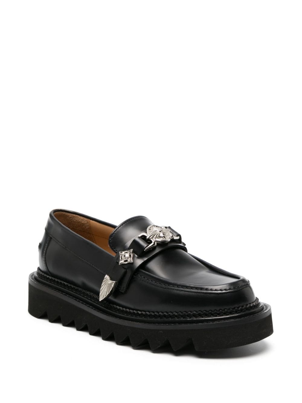 stud-embellished leather loafers - 2