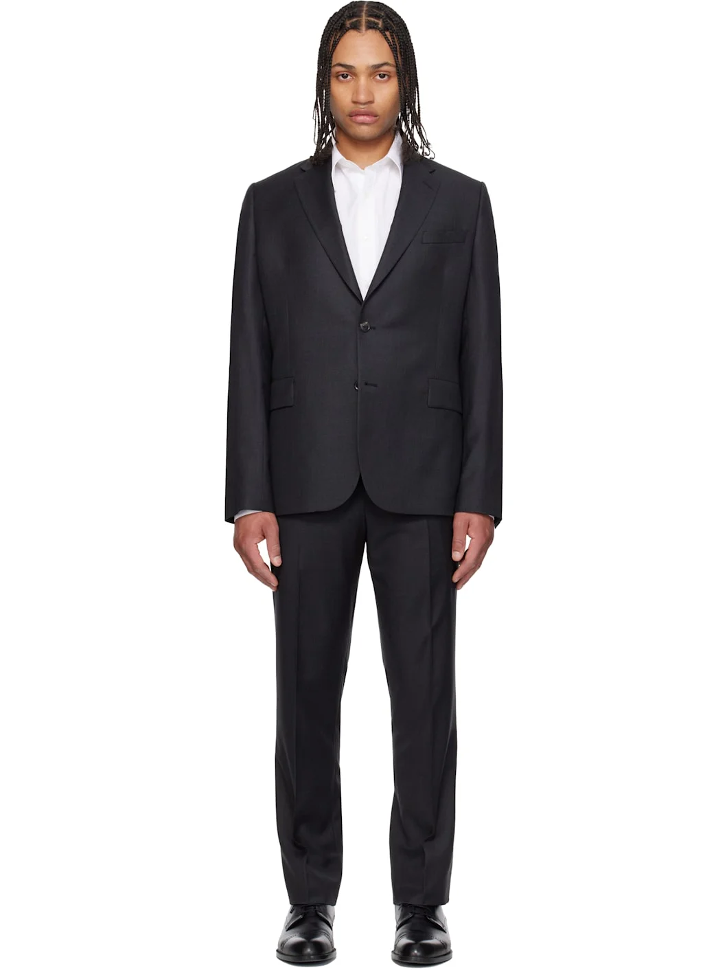 Black Tailored Two Button Suit - 1