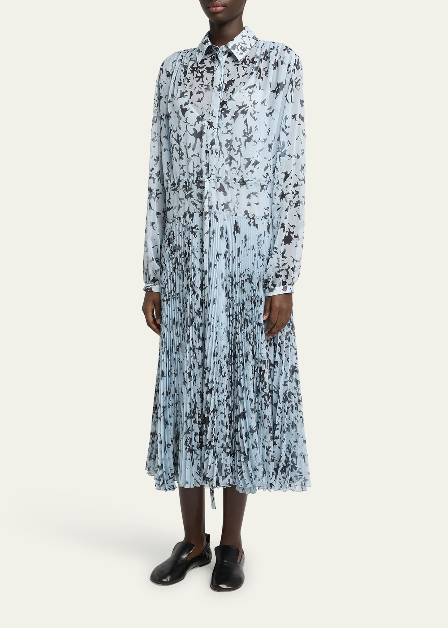 Jones Printed Crinkle Chiffon Pleated Dress - 4