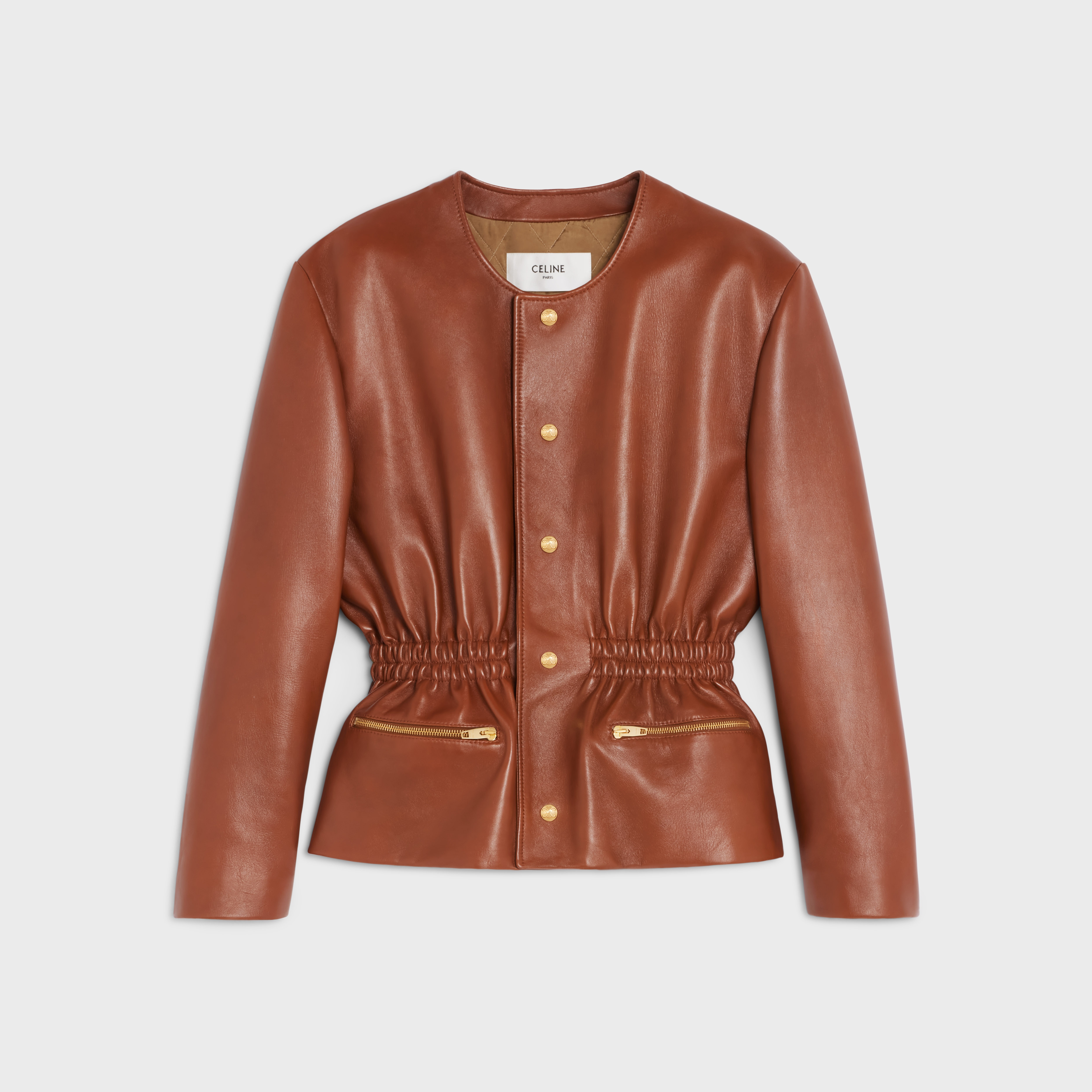 Smocked belted jacket in soft Lambskin - 1