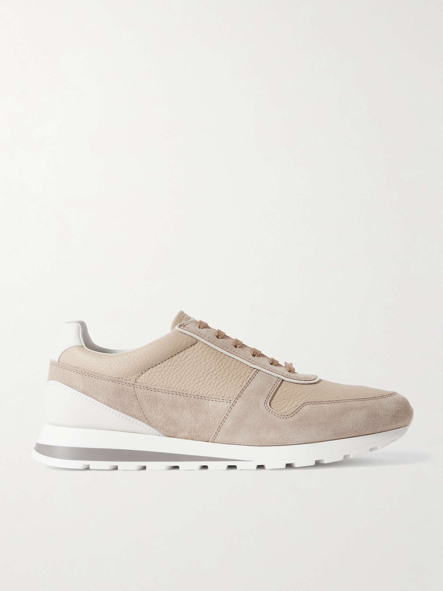 Olimpo Textured-Leather and Suede Sneakers - 1