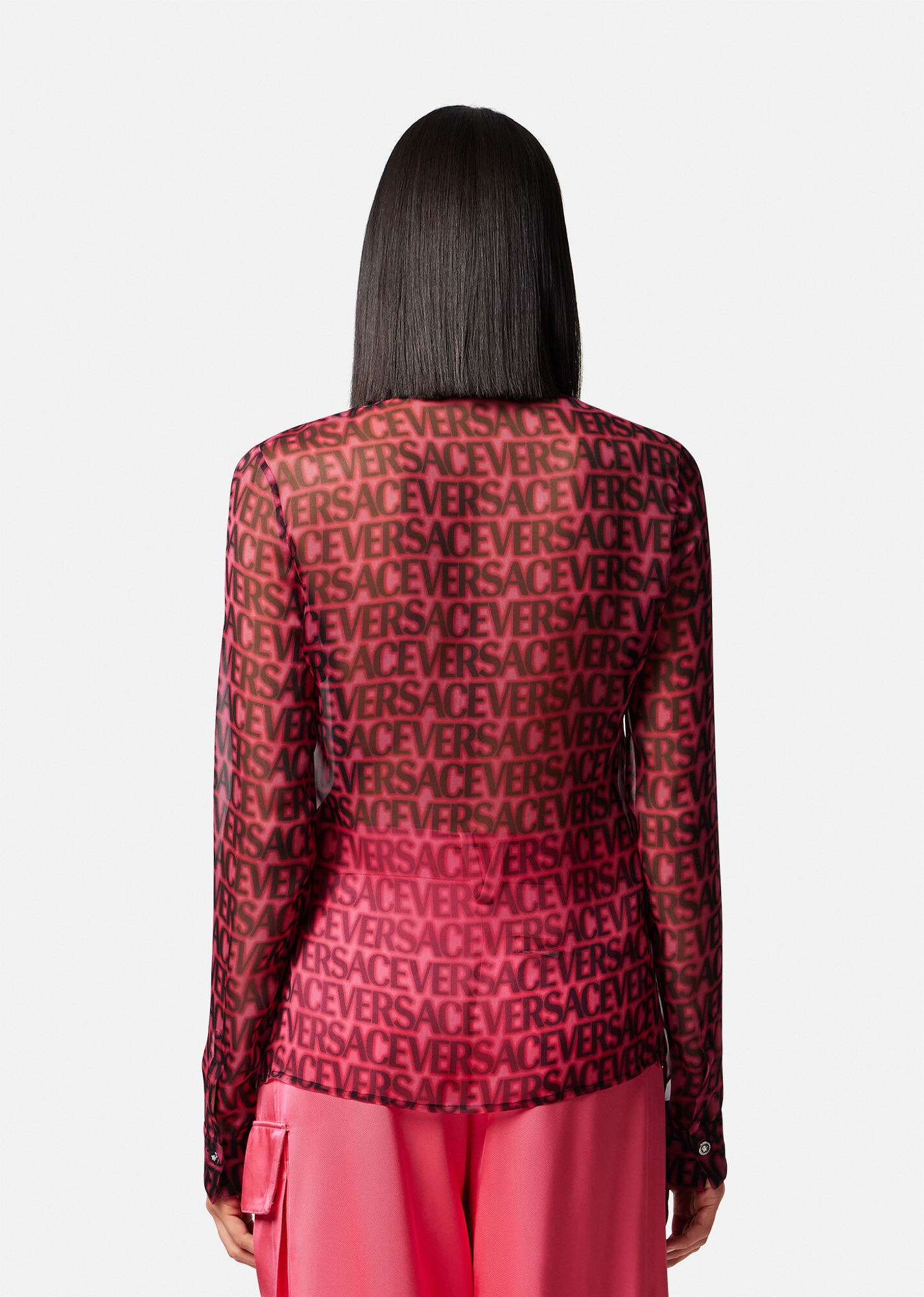 Versace Allover Sheer Silk Shirt - 4