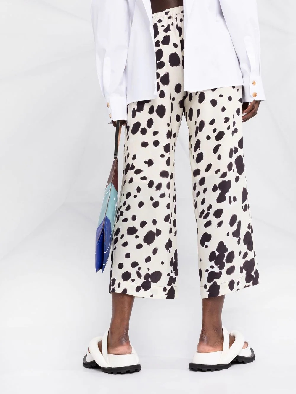 cow-print cropped trousers - 3