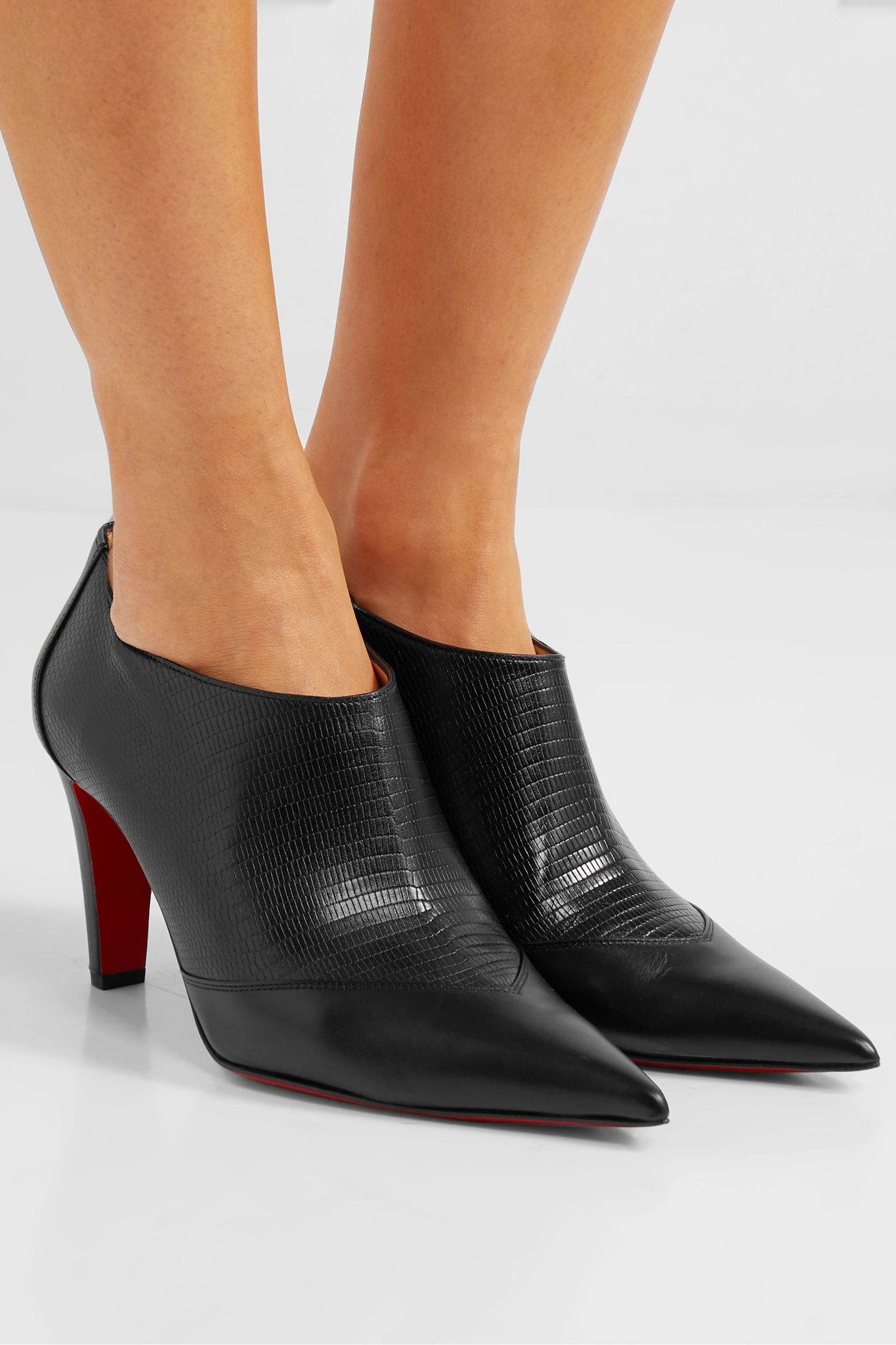 80 Paneled smooth and lizard-effect leather ankle boots - 2