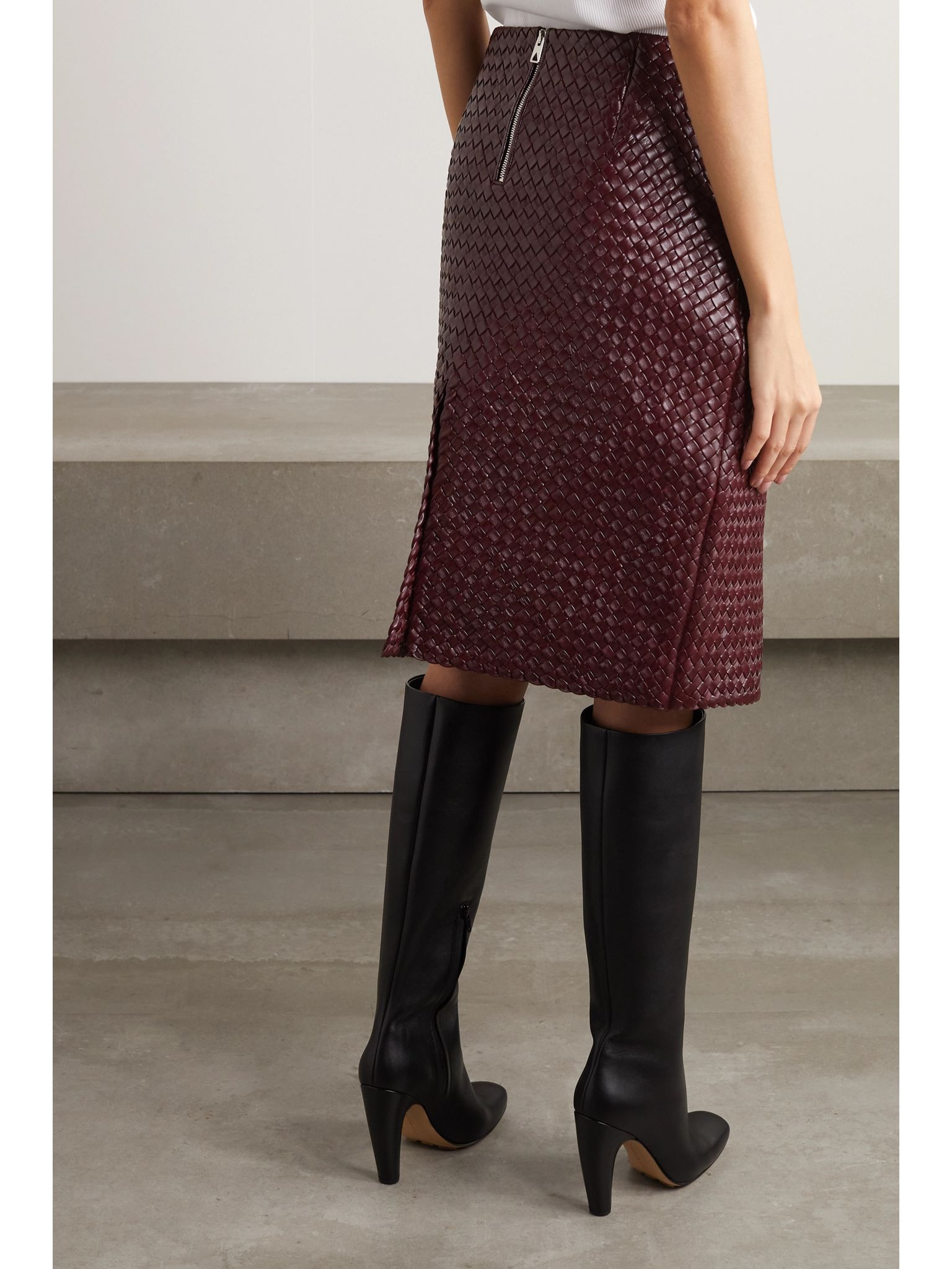 Intrecciato leather skirt Red - 3